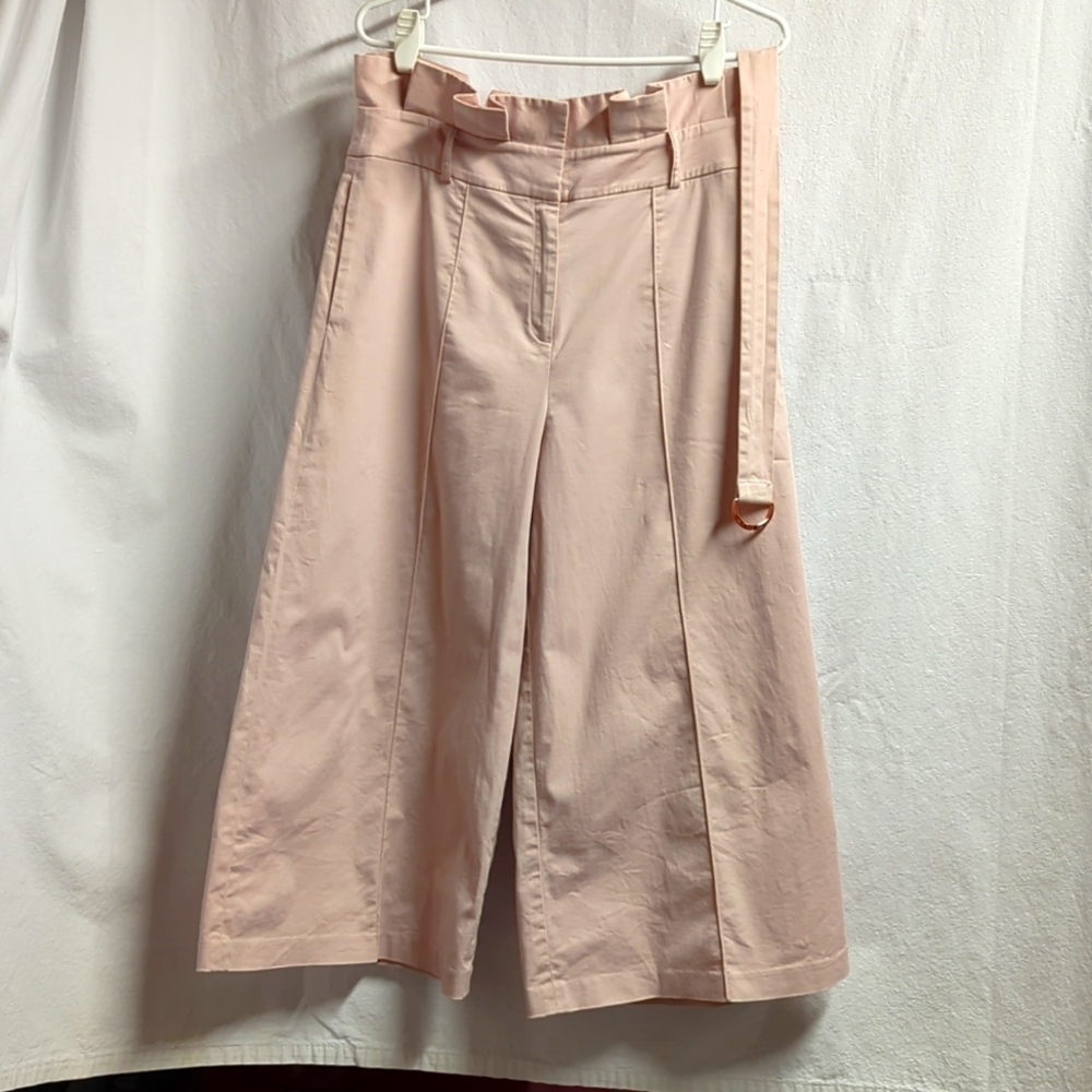 High-Rise Wide Leg Paperbag Pants in Blush Pink